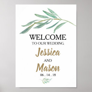Rustic Greenery Wedding Welcome Sign Poster