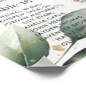 Rustic Greenery Weddingn Gold Leaves Seating Chart Poster (Hoek)