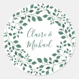 Rustic greenery wesp | Aangepaste bruiloft Ronde Sticker
