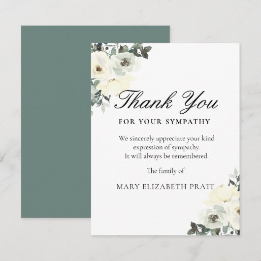 Rustic Greenery White Floral Bedankkaart (Voorkant / Achterkant)