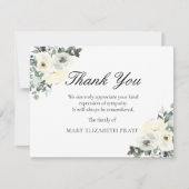 Rustic Greenery White Floral Funeral Bedankkaart (Voorkant)