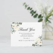 Rustic Greenery White Floral Funeral Bedankkaart (Staand voorkant)