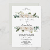 Rustic Greenery White Floral Sage Green Wedding Kaart (Voorkant / Achterkant)