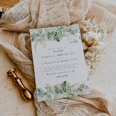 Rustic Greenery White Floral Wedding Kaart