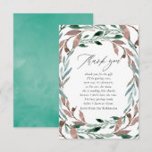 Rustic Greenery Winter Baby shower Bedankkaart (Voorkant / Achterkant)