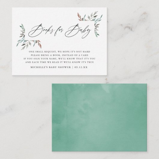 Rustic Greenery Winter Baby shower Book Request Informatiekaartje (Voorkant / Achterkant)