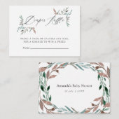 Rustic Greenery Winter Baby shower Diaper Raffle Informatiekaartje (Voorkant / Achterkant)