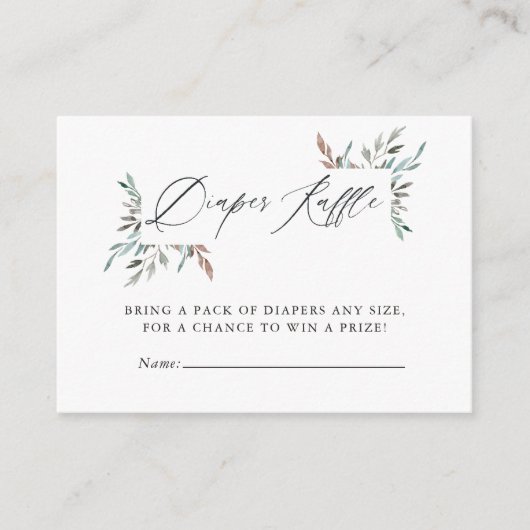 Rustic Greenery Winter Baby shower Diaper Raffle Informatiekaartje (Voorkant)