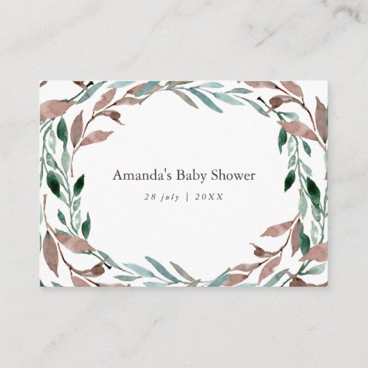 Rustic Greenery Winter Baby shower Display Shower Informatiekaartje (Achterkant)