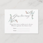 Rustic Greenery Winter Baby shower Guessing Snoep Informatiekaartje (Voorkant)