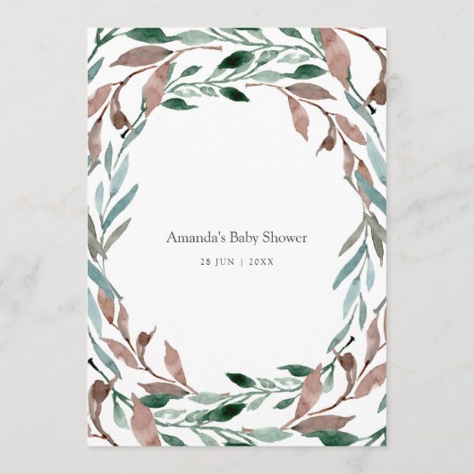Rustic Greenery Winter Baby shower Mam Advice Advieskaart (Achterkant)