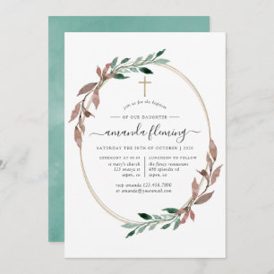 Rustic Greenery Winter Baptism of Christening Kaart