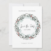 Rustic greenery winter bruiloft Save the Date Kaar Kaart (Voorkant)