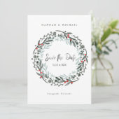 Rustic greenery winter bruiloft Save the Date Kaar Kaart (Staand voorkant)