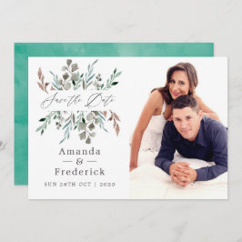 Rustic Greenery Winter Wedding Save the Date Kaart