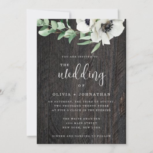 Rustic Greenery Wood Boho Wedding Invitation Kaart (Voorkant)