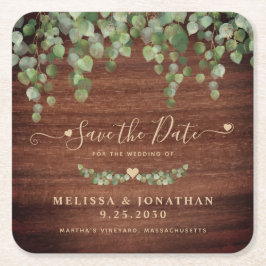 Rustic Greenery Wood Wedding Save the Date Kartonnen Onderzetters