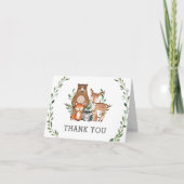 Rustic Greenery Woodland Animals Baby shower Bedankkaart (Voorkant)