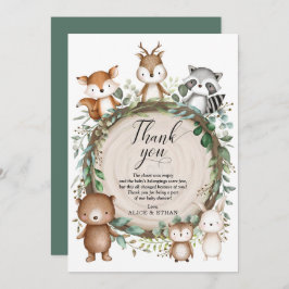 Rustic Greenery Woodland Animals Baby shower Favor Bedankkaart