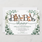 Rustic Greenery Woodland Animals Baby shower Kaart (Voorkant)
