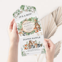 Rustic Greenery Woodland Animals Boy Baby shower
