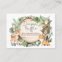 Rustic Greenery Woodland Animals Diaper Raffle Informatiekaartje