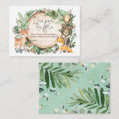 Rustic Greenery Woodland Animals Diaper Raffle Informatiekaartje (Voorkant / Achterkant)