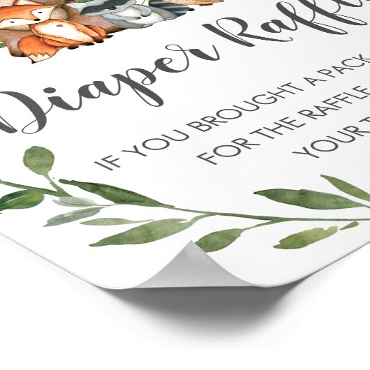 Rustic Greenery Woodland Animals Diaper Raffle Poster (Hoek)
