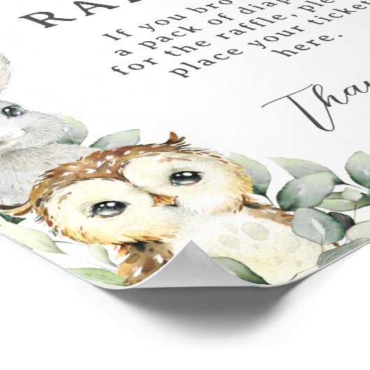 Rustic Greenery Woodland Animals Diaper Raffle Poster (Hoek)