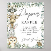 Rustic Greenery Woodland Animals Diaper Raffle Poster (Voorkant)