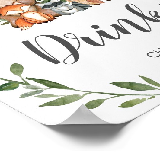 Rustic Greenery Woodland Animals Drink Sign Poster (Hoek)