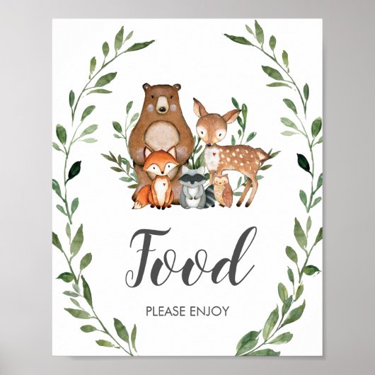 Rustic Greenery Woodland Animals Food Poster (Voorkant)
