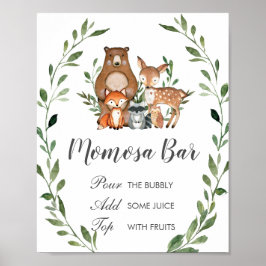 Rustic Greenery Woodland Animals Momosa Bar Sign Poster