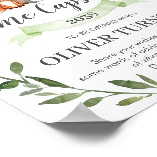 Rustic Greenery Woodland Animals Time Capsule Sign Poster (Hoek)