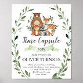Rustic Greenery Woodland Animals Time Capsule Sign Poster (Voorkant)