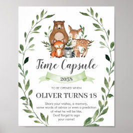 Rustic Greenery Woodland Animals Time Capsule Sign Poster