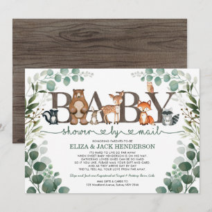 Rustic Greenery Woodland Baby shower per post Kaart