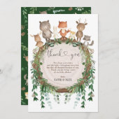 Rustic Greenery Woodland Baby Wild Animals Shower Bedankkaart (Voorkant / Achterkant)