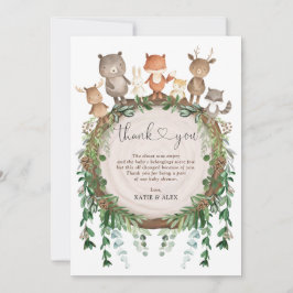 Rustic Greenery Woodland Baby Wild Animals Shower Bedankkaart
