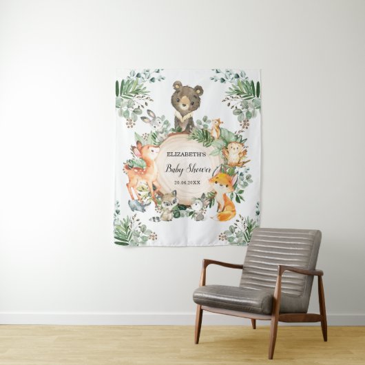 Rustic Greenery Woodland Forest Animals Welkom Wandkleed (In situ)