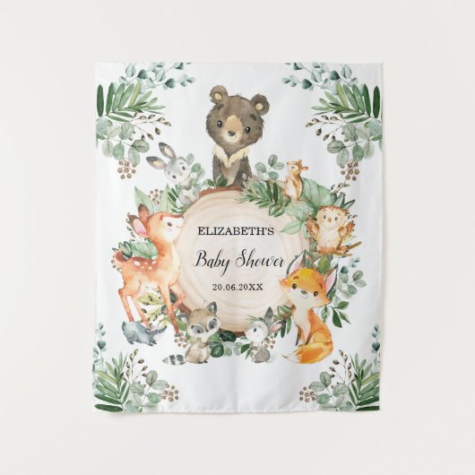 Rustic Greenery Woodland Forest Animals Welkom Wandkleed (Voorkant)