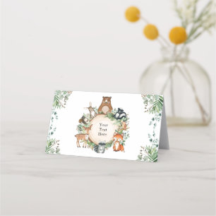 Rustic Greenery Woodland Forest Baby Animals Party Plaatskaartje