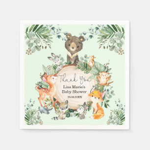 Rustic Greenery Woodland Forest Baby Animals Servet