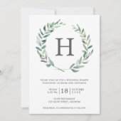 Rustic Greenery Wreater Monogram Rehearsal Dinner Kaart (Voorkant)