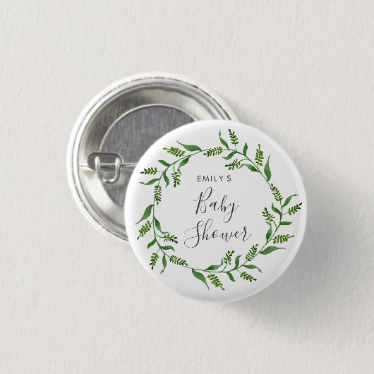 Rustic Greenery Wreath Baby shower Ronde Button 3,2 Cm (Voorkant /achterkant)