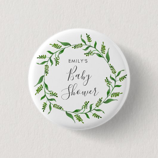 Rustic Greenery Wreath Baby shower Ronde Button 3,2 Cm (Voorkant)