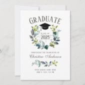 Rustic Greenery Wreath Black Afstudeerder Pet Afst Aankondiging (Voorkant)