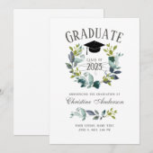 Rustic Greenery Wreath Black Afstudeerder Pet Afst Aankondiging (Voorkant / Achterkant)