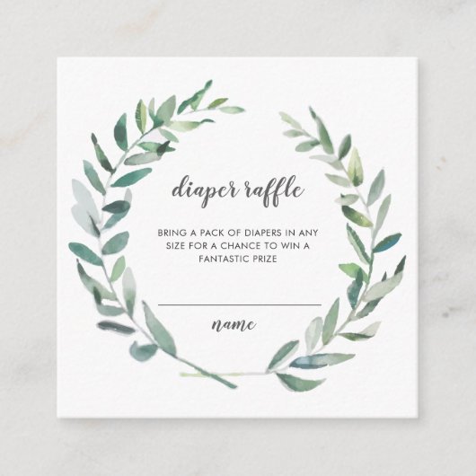 Rustic Greenery Wreath Diaper Raffle Ticket Informatiekaartje (Voorkant)