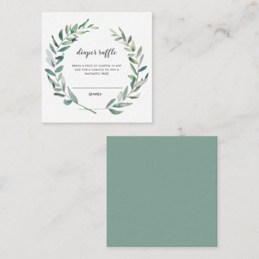 Rustic Greenery Wreath Diaper Raffle Ticket Informatiekaartje (Voorkant / Achterkant)